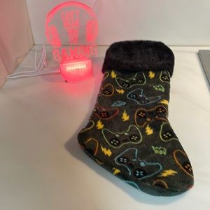 Gaming Christmas Stocking & Plastic Lamp Creative 3D Headset & Slogan Graphic.